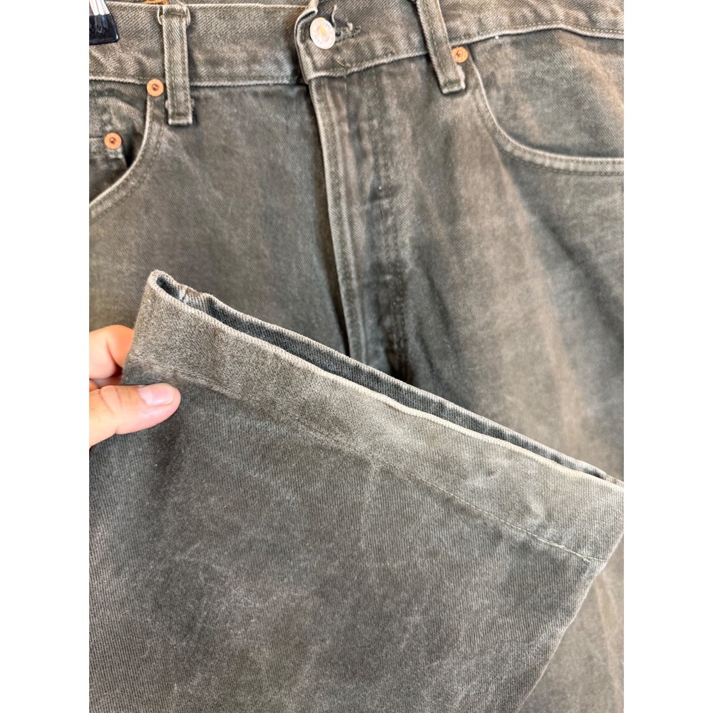Vintage Levis 501 Mens Olive Green Jeans 40x26 USA Made Zipper Fly Custom Hem - Picture 4 of 7